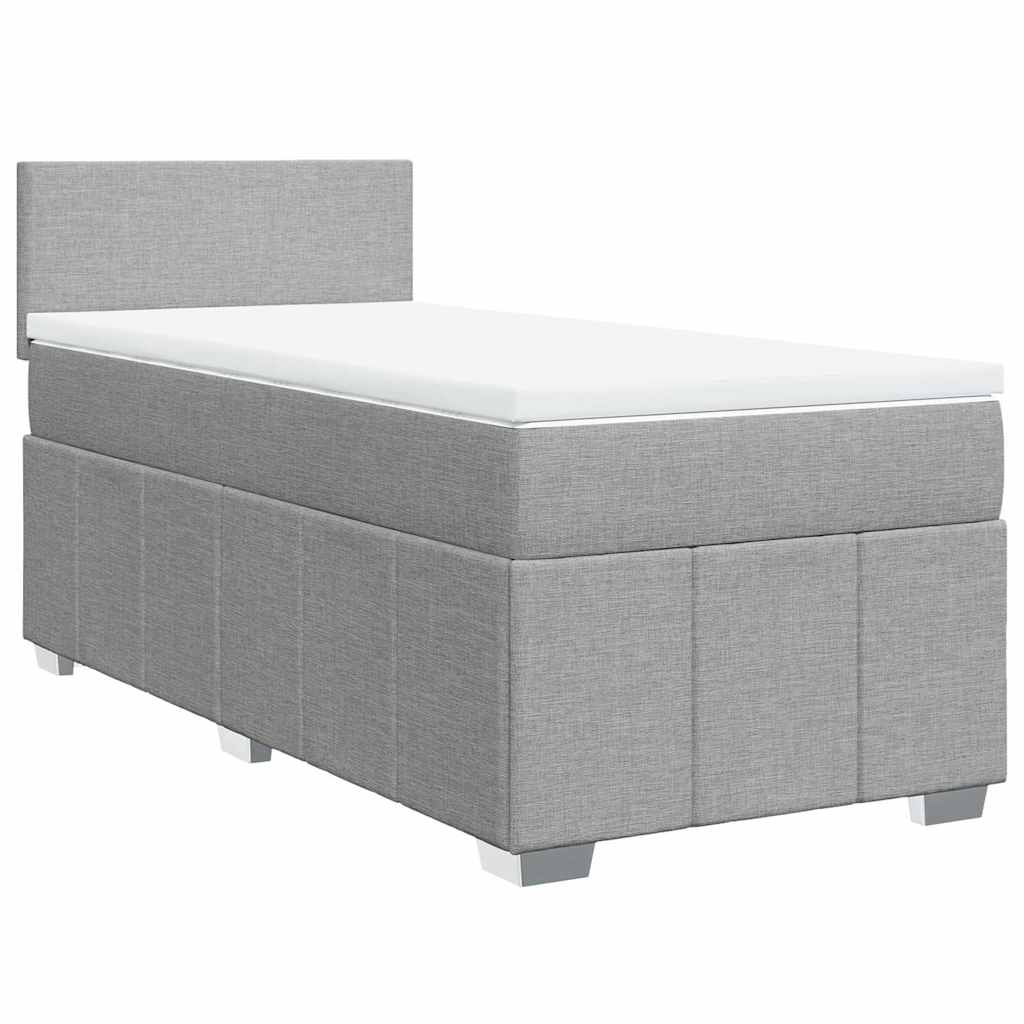 Κρεβάτι Boxspring με Στρώμα Ανοιχτό Γκρι 80x200 εκ. Υφασμάτινο