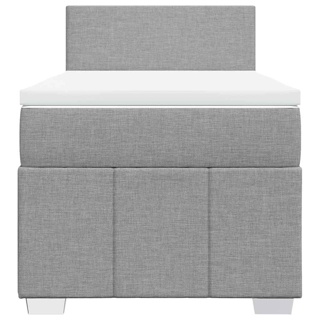 Κρεβάτι Boxspring με Στρώμα Ανοιχτό Γκρι 80x200 εκ. Υφασμάτινο