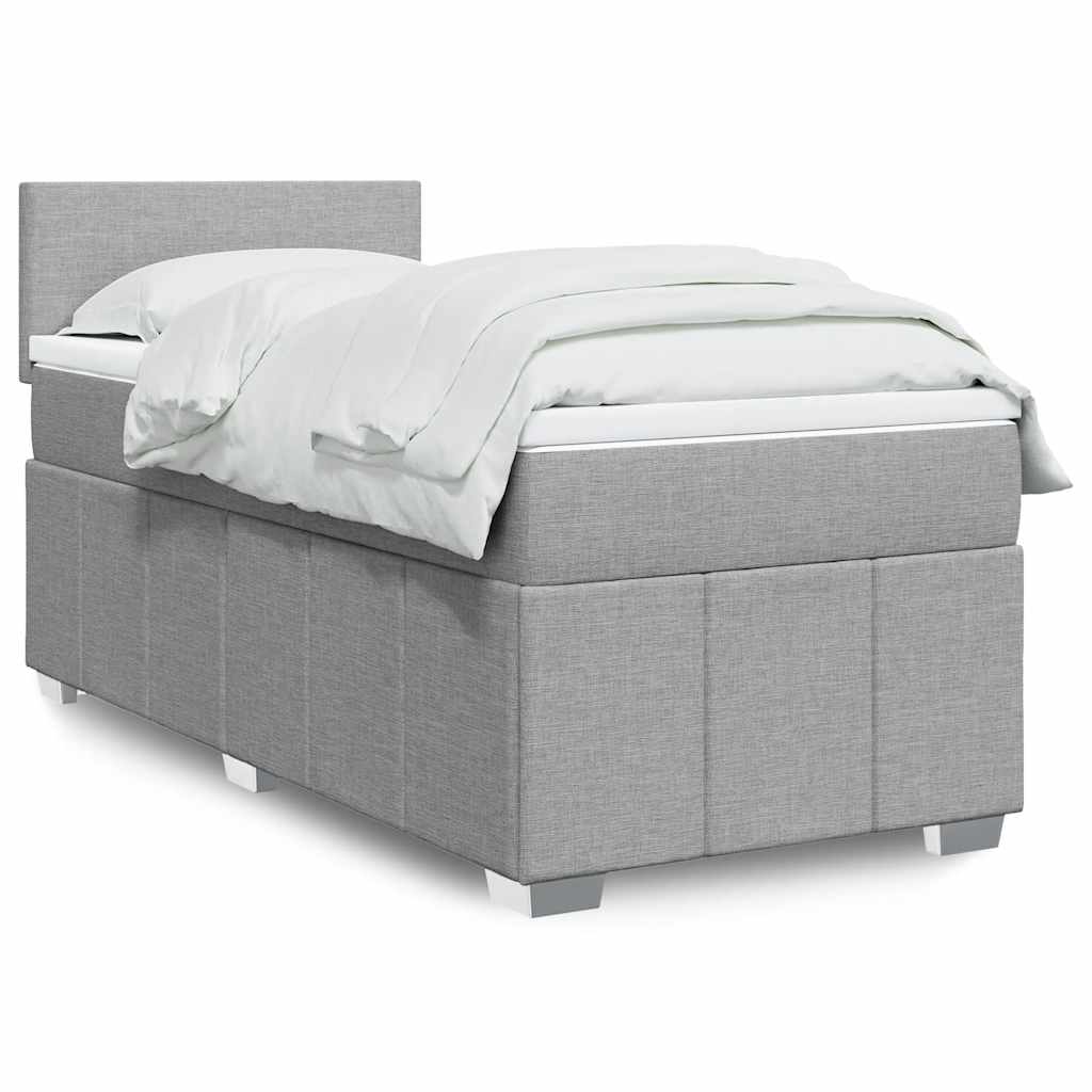 Κρεβάτι Boxspring με Στρώμα Ανοιχτό Γκρι 80x200 εκ. Υφασμάτινο