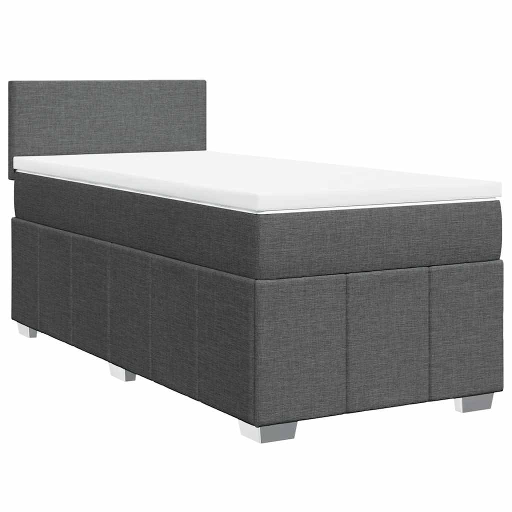 Κρεβάτι Boxspring με Στρώμα Σκούρο Γκρι 80x200 εκ. Υφασμάτινο