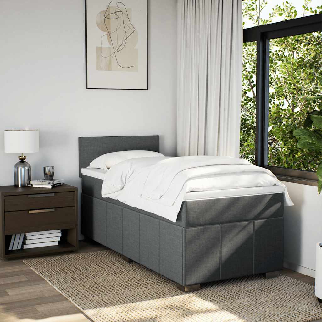 Κρεβάτι Boxspring με Στρώμα Σκούρο Γκρι 80x200 εκ. Υφασμάτινο