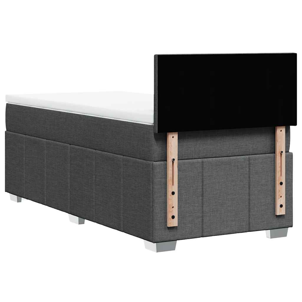 Κρεβάτι Boxspring με Στρώμα Σκούρο Γκρι 80x200 εκ. Υφασμάτινο