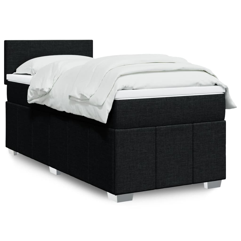 Κρεβάτι Boxspring με Στρώμα Μαύρο 80 x 200 εκ. Υφασμάτινο - Pakobazaar