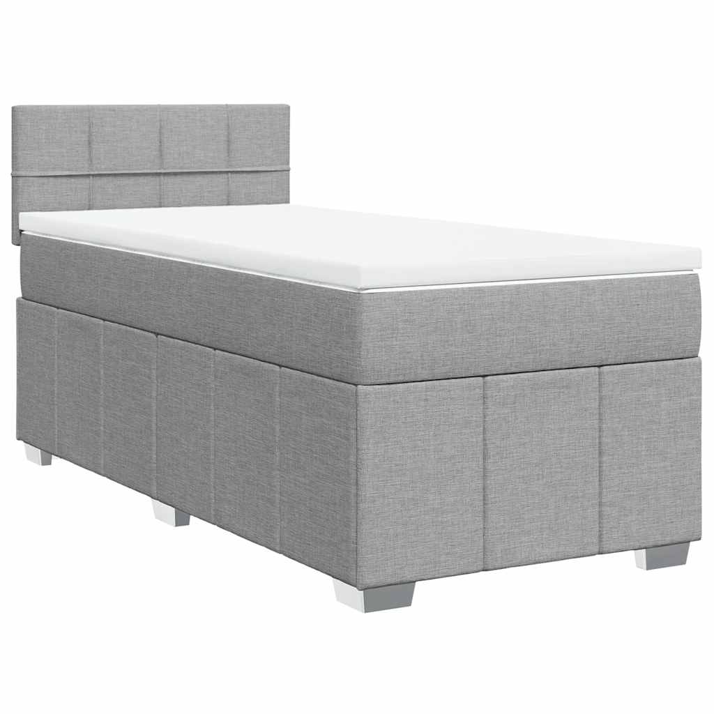 Κρεβάτι Boxspring με Στρώμα Ανοιχτό Γκρι 80x200 εκ. Υφασμάτινο