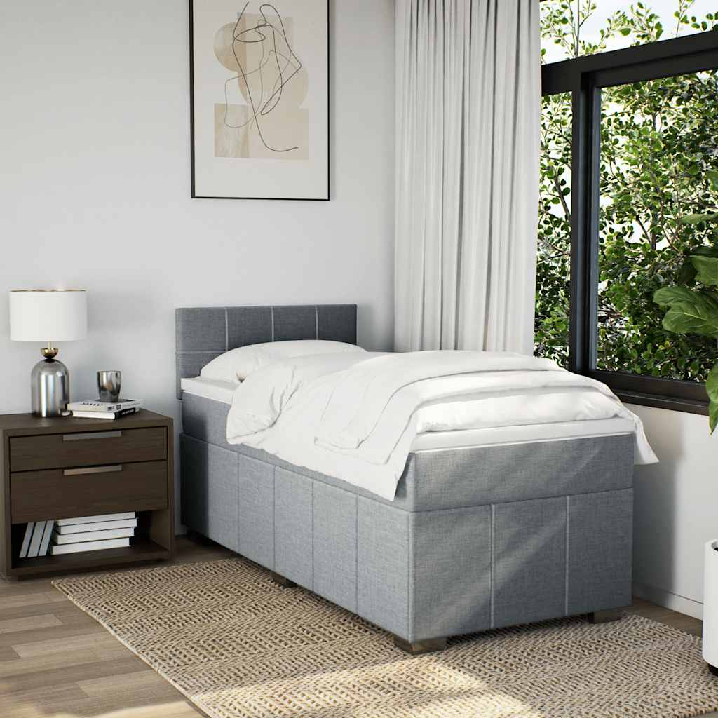 Κρεβάτι Boxspring με Στρώμα Ανοιχτό Γκρι 80x200 εκ. Υφασμάτινο