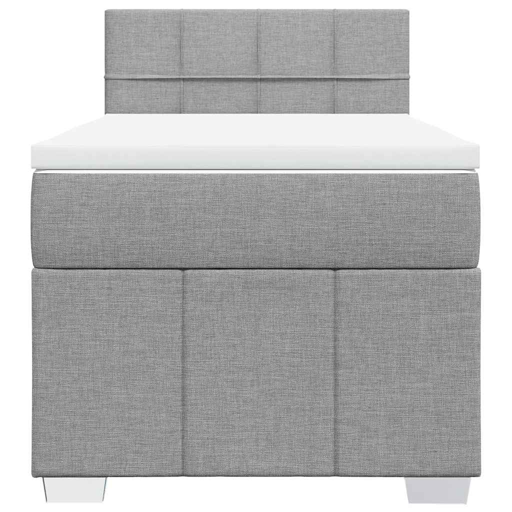 Κρεβάτι Boxspring με Στρώμα Ανοιχτό Γκρι 80x200 εκ. Υφασμάτινο