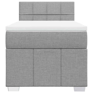 Κρεβάτι Boxspring με Στρώμα Ανοιχτό Γκρι 80x200 εκ. Υφασμάτινο - Pakobazaar
