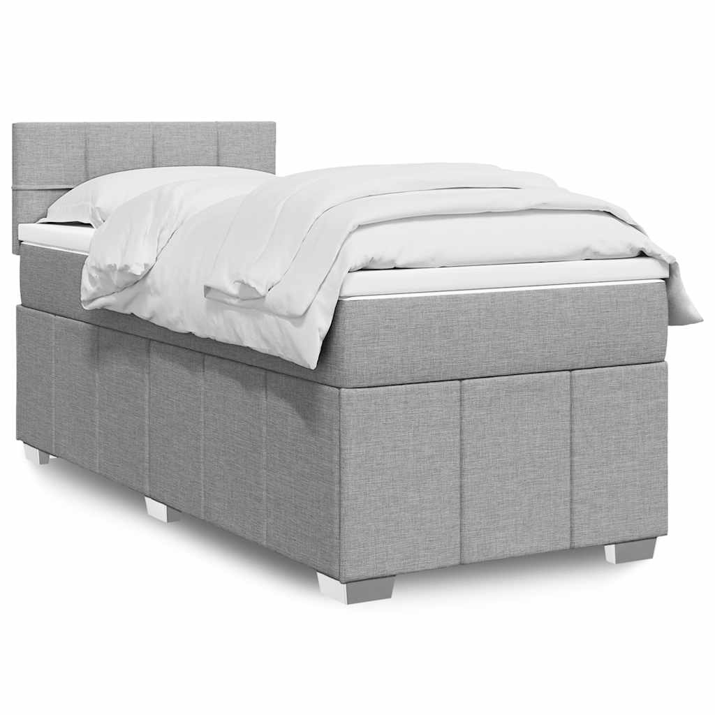 Κρεβάτι Boxspring με Στρώμα Ανοιχτό Γκρι 80x200 εκ. Υφασμάτινο