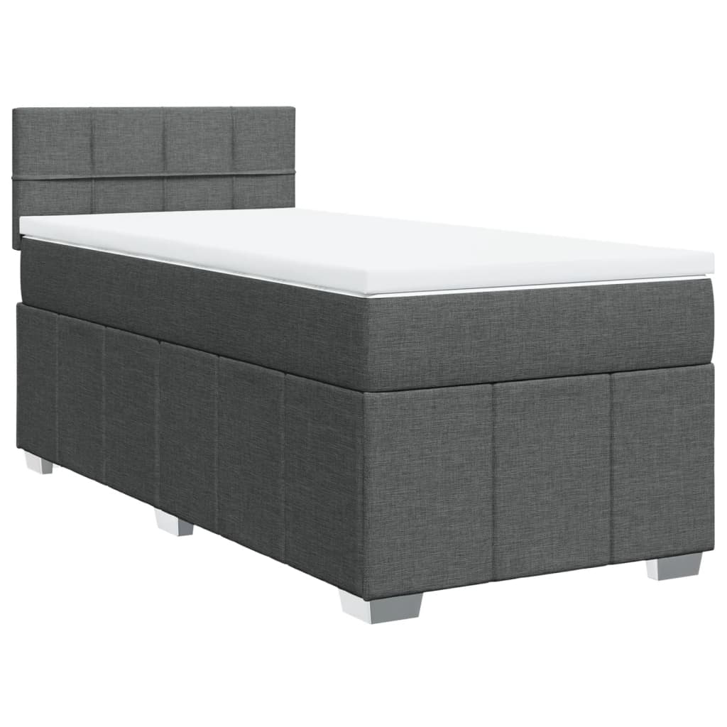 Κρεβάτι Boxspring με Στρώμα Σκούρο Γκρι 80x200 εκ. Υφασμάτινο
