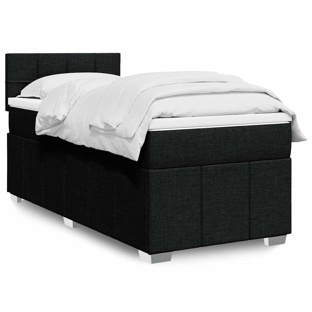 Κρεβάτι Boxspring με Στρώμα Μαύρο 80 x 200 εκ. Υφασμάτινο - Pakobazaar