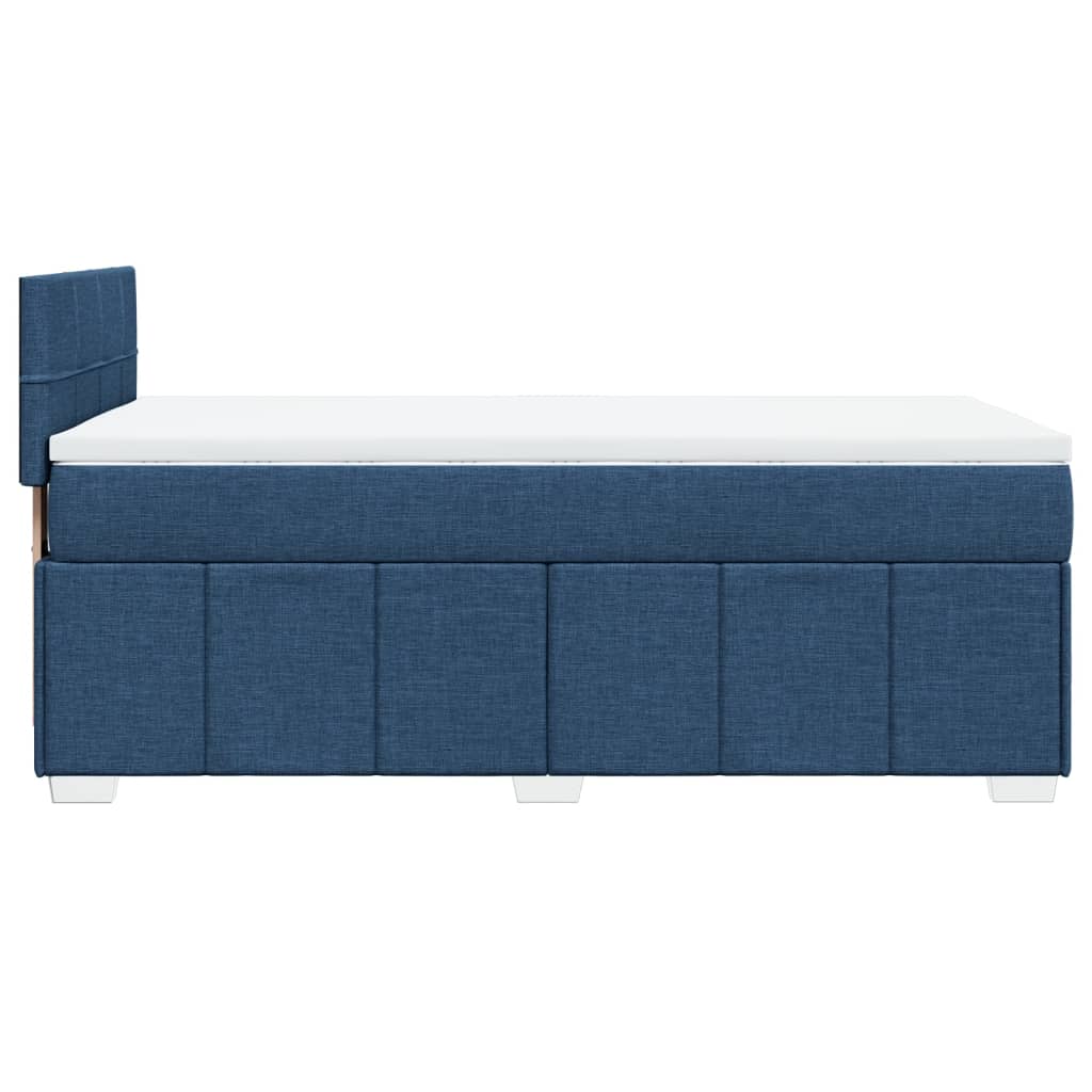 Κρεβάτι Boxspring με Στρώμα Μπλε 80x200 εκ. Υφασμάτινο