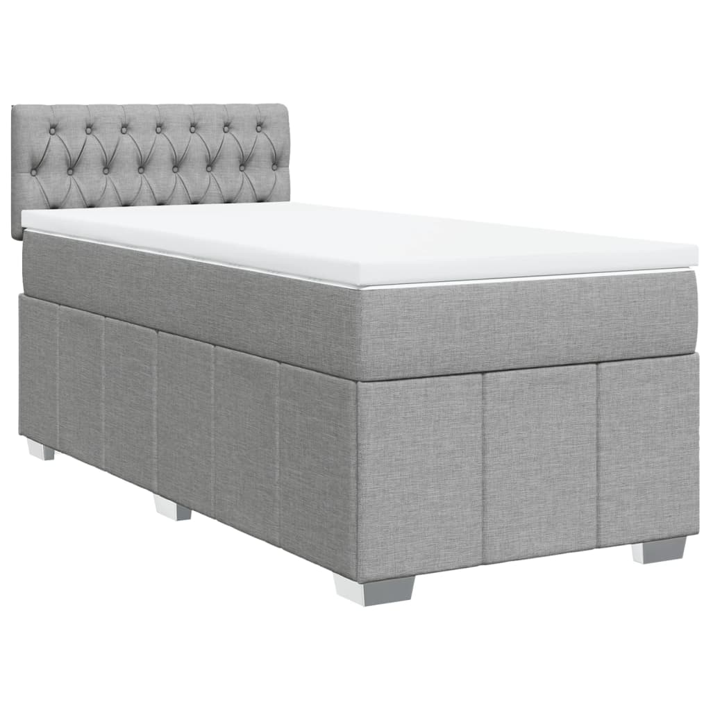 Κρεβάτι Boxspring με Στρώμα Ανοιχτό Γκρι 80x200 εκ. Υφασμάτινο - Pakobazaar