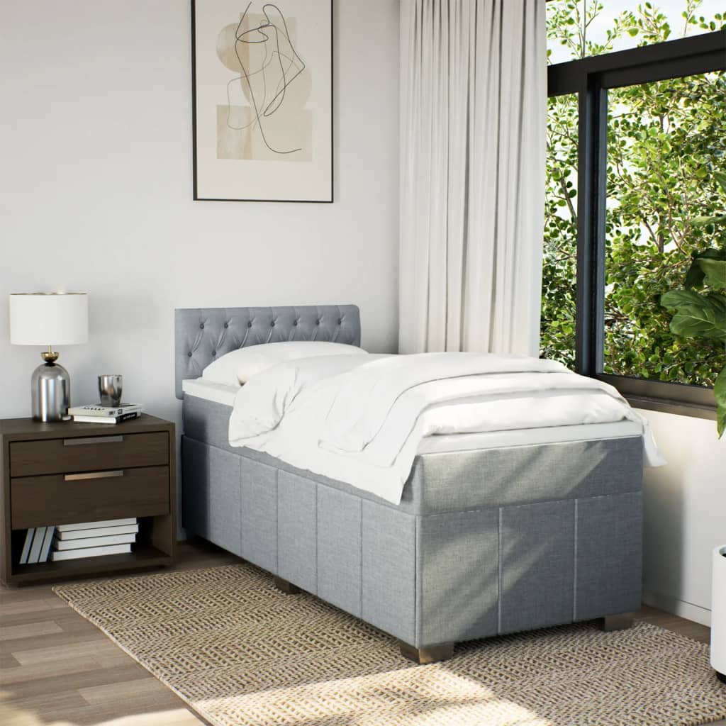 Κρεβάτι Boxspring με Στρώμα Ανοιχτό Γκρι 80x200 εκ. Υφασμάτινο - Pakobazaar