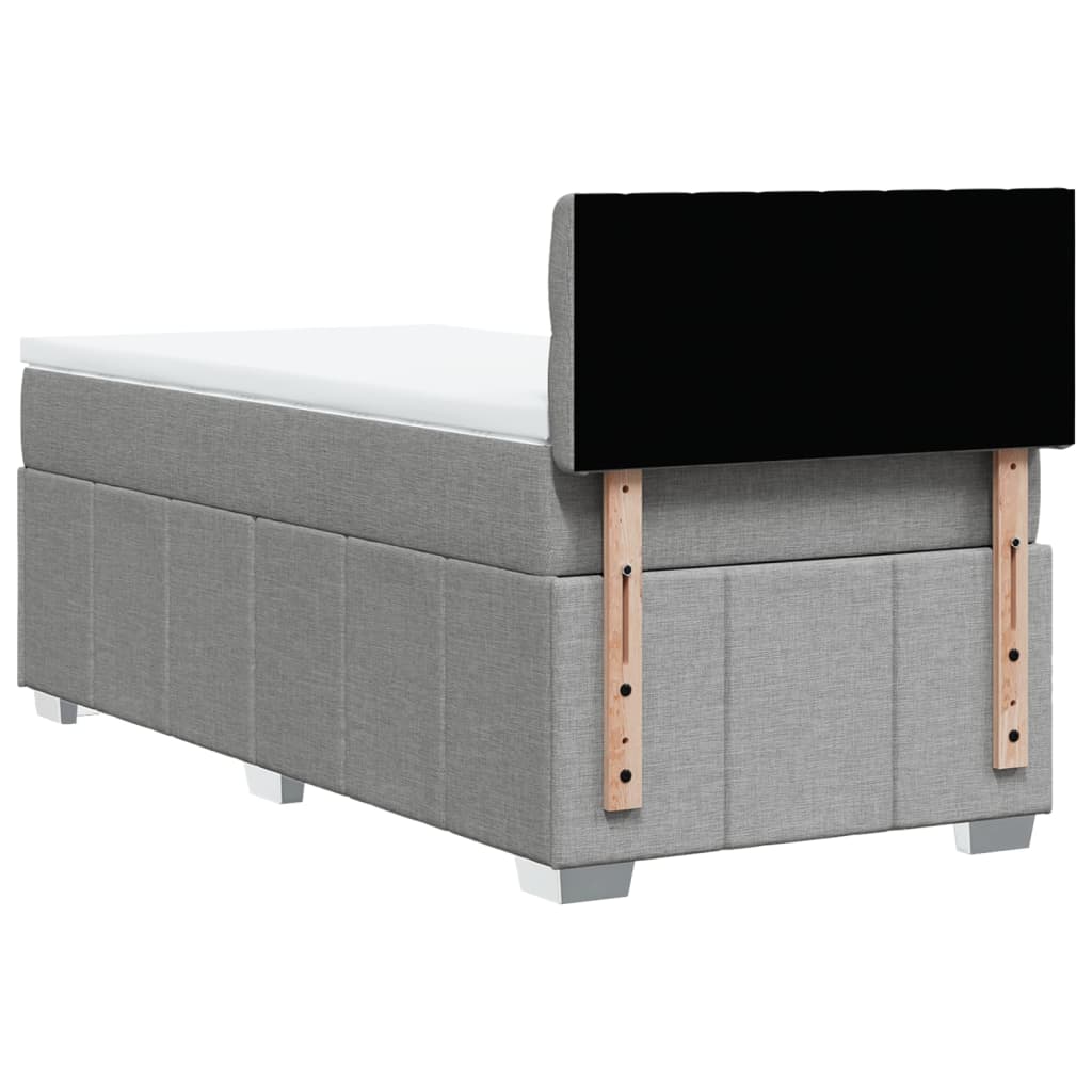 Κρεβάτι Boxspring με Στρώμα Ανοιχτό Γκρι 80x200 εκ. Υφασμάτινο - Pakobazaar