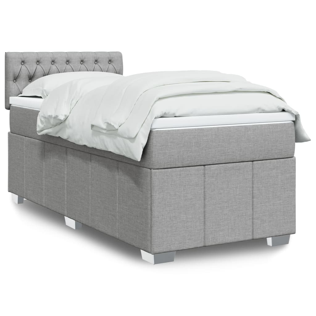 Κρεβάτι Boxspring με Στρώμα Ανοιχτό Γκρι 80x200 εκ. Υφασμάτινο - Pakobazaar