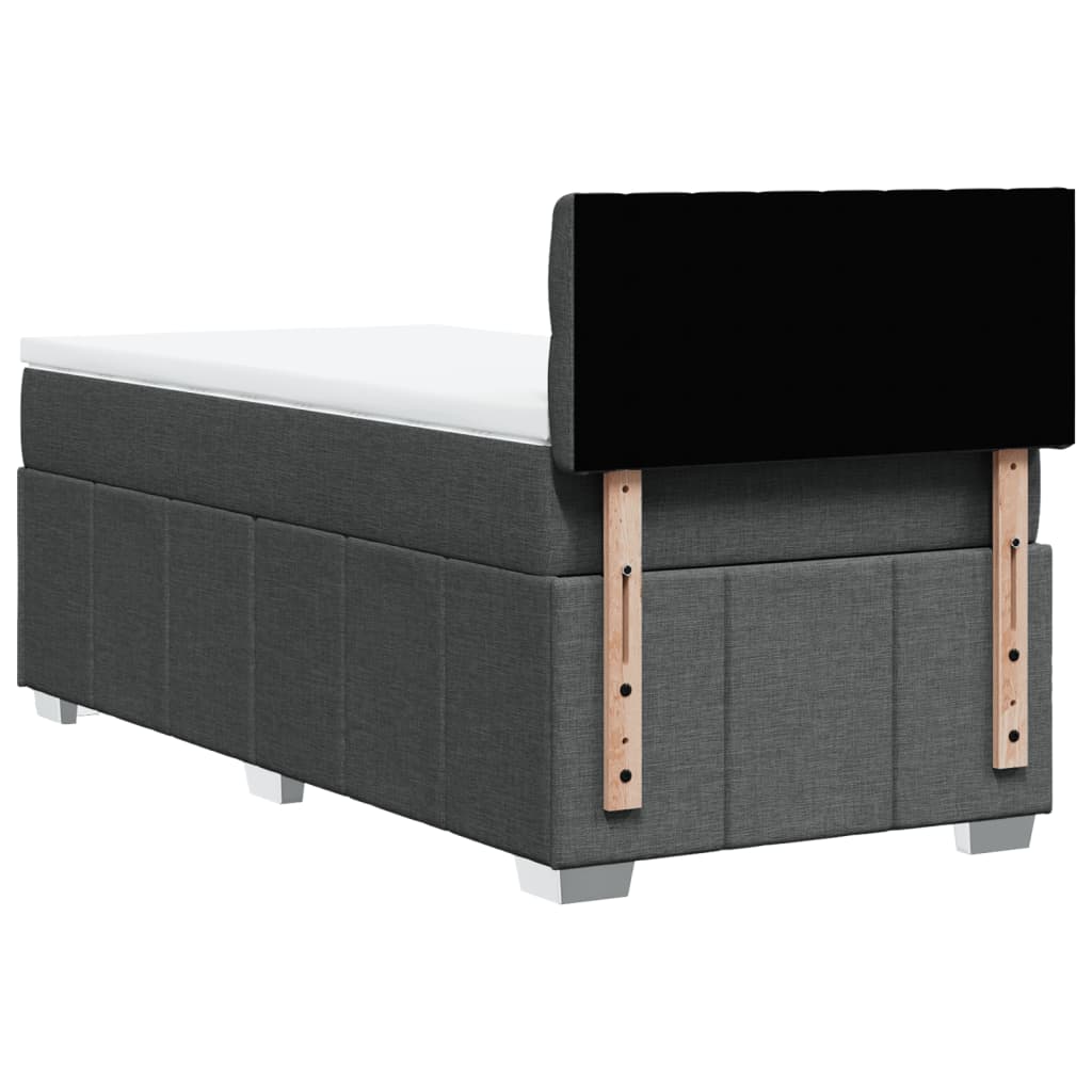 Κρεβάτι Boxspring με Στρώμα Σκούρο Γκρι 80x200 εκ. Υφασμάτινο - Pakobazaar