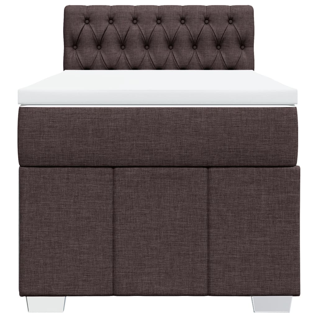 Κρεβάτι Boxspring με Στρώμα Σκούρο Καφέ 80x200 εκ. Υφασμάτινο
