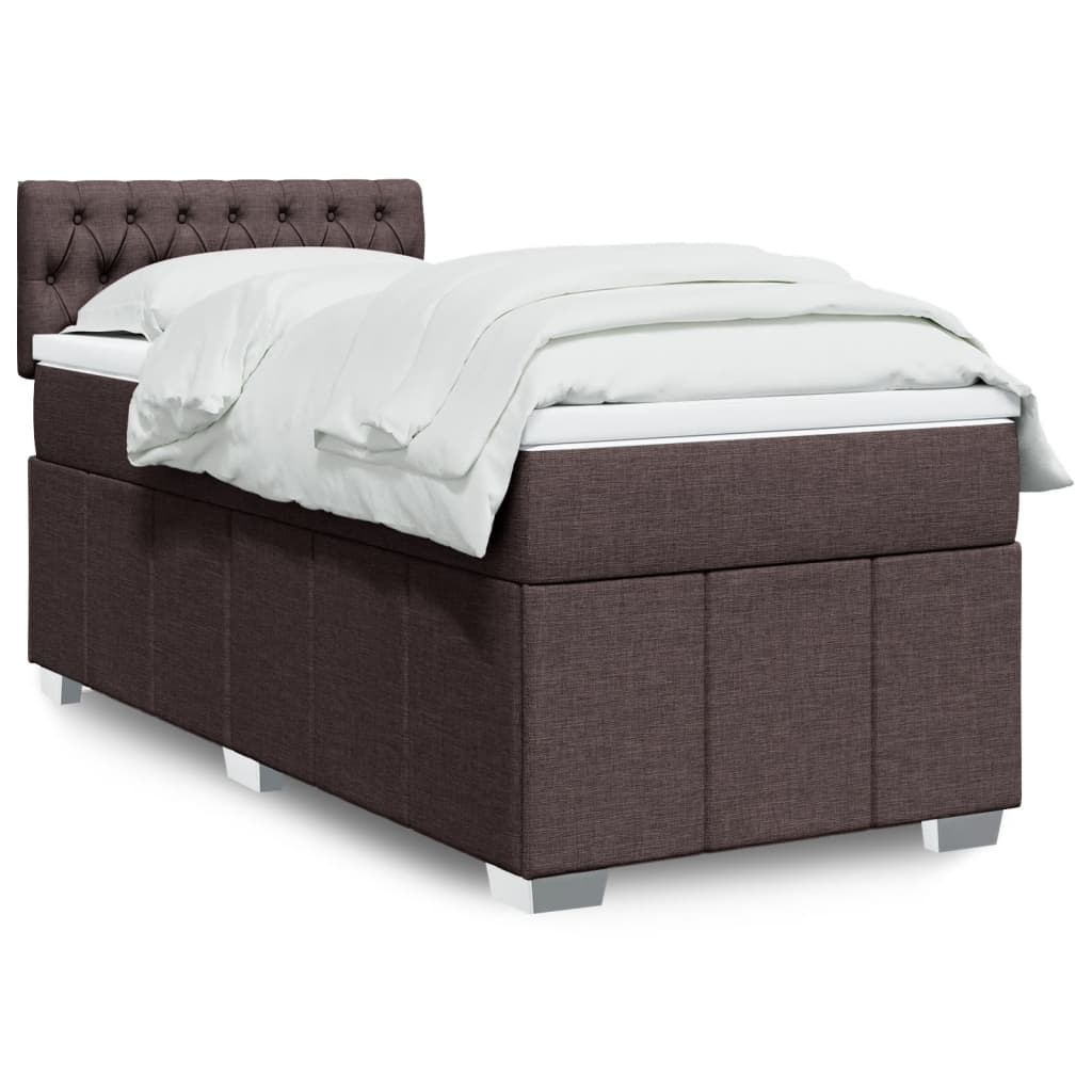 Κρεβάτι Boxspring με Στρώμα Σκούρο Καφέ 80x200 εκ. Υφασμάτινο