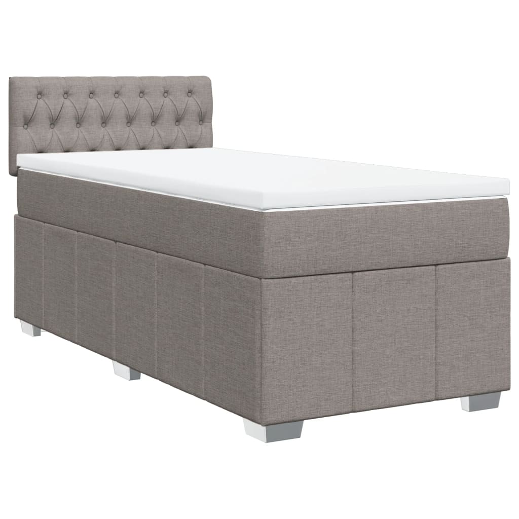 Κρεβάτι Boxspring με Στρώμα Taupe 80x200 εκ. Υφασμάτινο