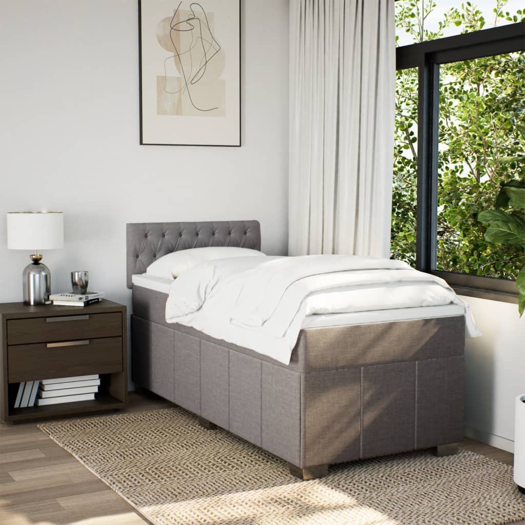 Κρεβάτι Boxspring με Στρώμα Taupe 80x200 εκ. Υφασμάτινο