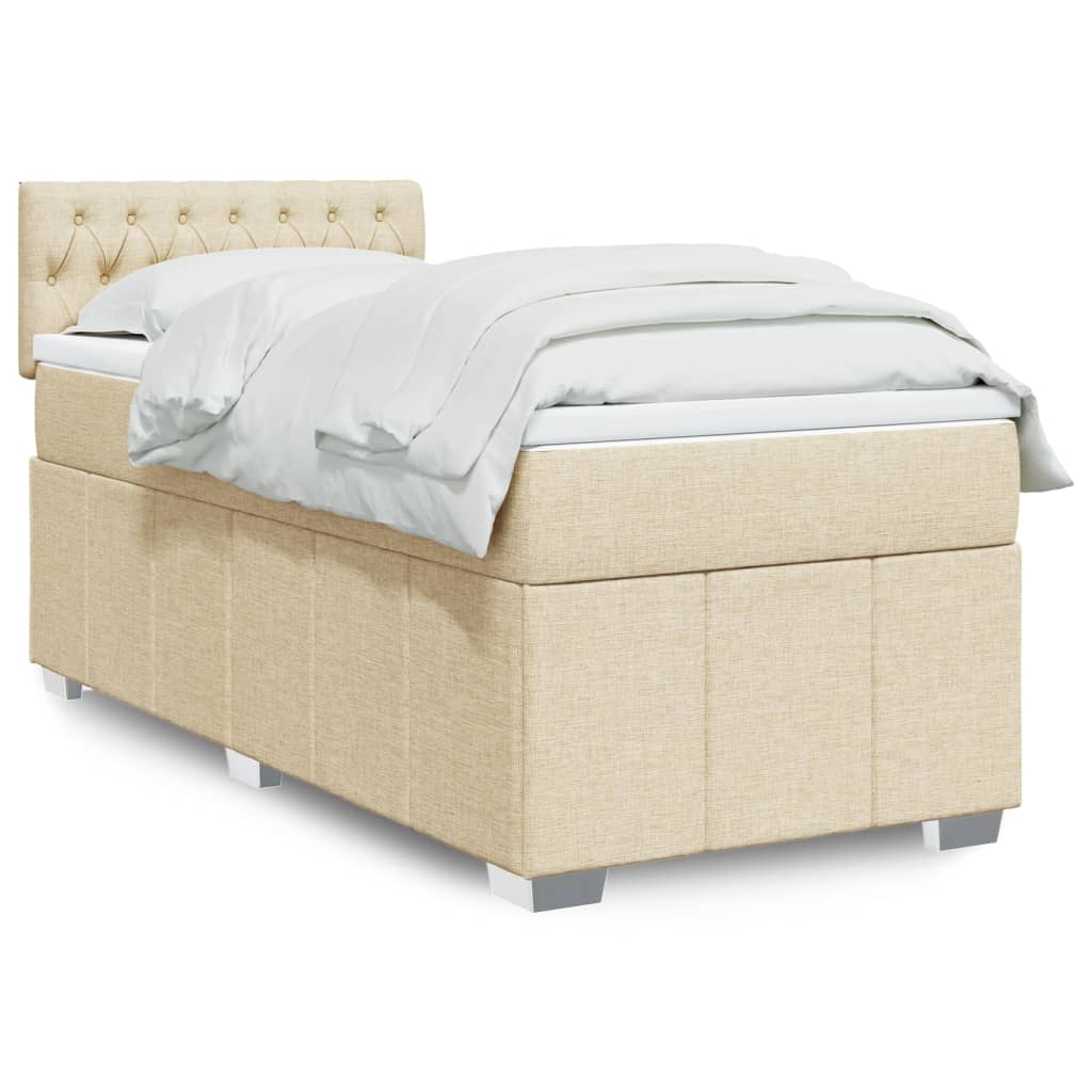 Κρεβάτι Boxspring με Στρώμα Κρεμ 80 x 200 εκ. Υφασμάτινο