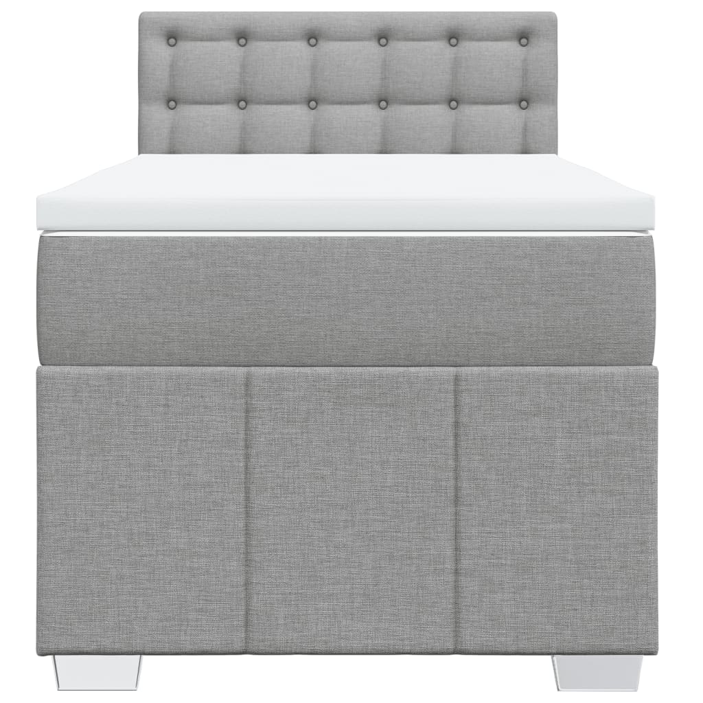 Κρεβάτι Boxspring με Στρώμα Ανοιχτό Γκρι 80x200 εκ. Υφασμάτινο - Pakobazaar