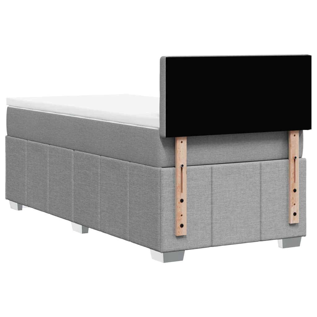 Κρεβάτι Boxspring με Στρώμα Ανοιχτό Γκρι 80x200 εκ. Υφασμάτινο - Pakobazaar