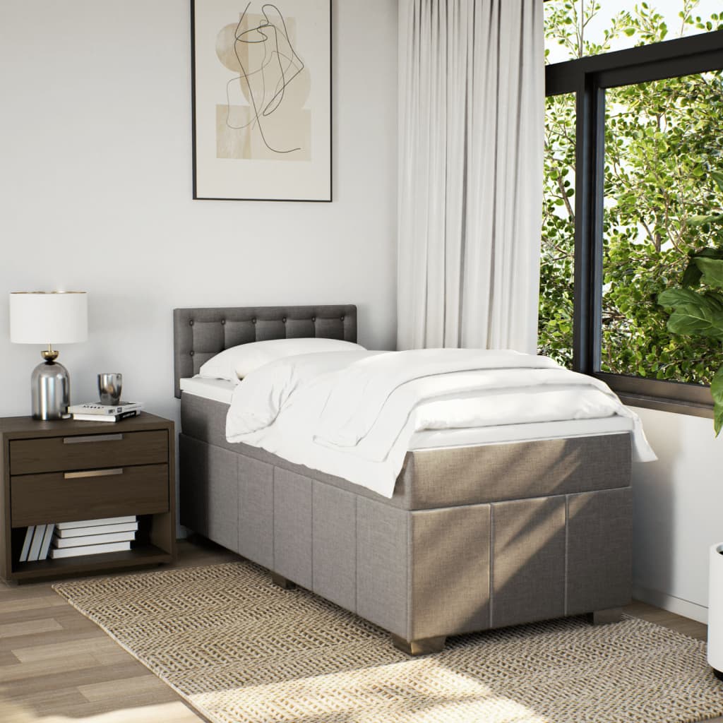 Κρεβάτι Boxspring με Στρώμα Taupe 80x200 εκ. Υφασμάτινο