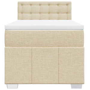 Κρεβάτι Boxspring με Στρώμα Κρεμ 80 x 200 εκ. Υφασμάτινο - Pakobazaar