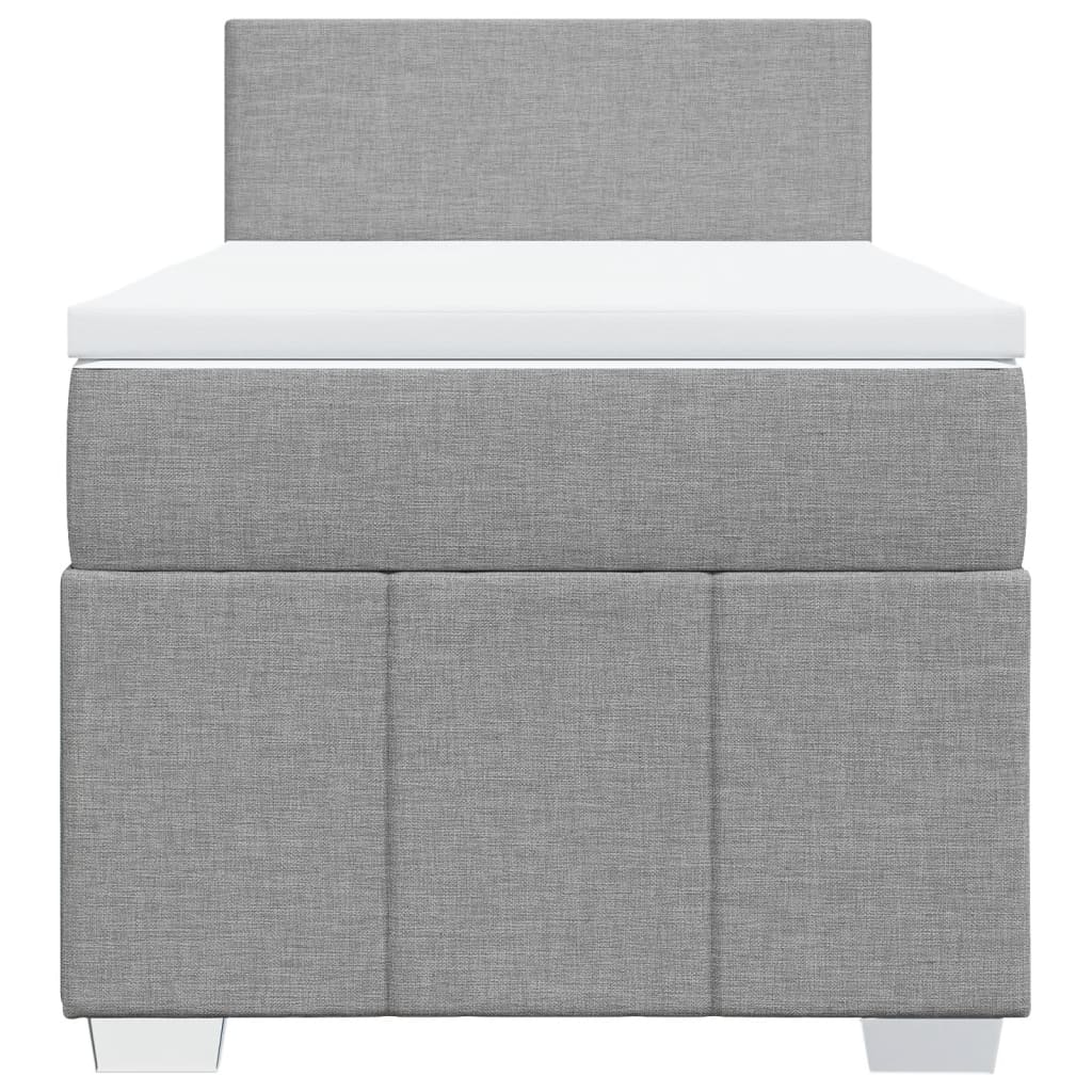 Κρεβάτι Boxspring με Στρώμα Ανοιχτό Γκρι 90x190 εκ. Υφασμάτινο - Pakobazaar