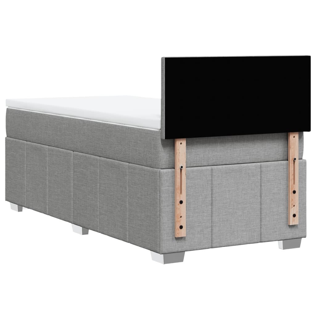 Κρεβάτι Boxspring με Στρώμα Ανοιχτό Γκρι 90x190 εκ. Υφασμάτινο - Pakobazaar