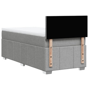 Κρεβάτι Boxspring με Στρώμα Ανοιχτό Γκρι 90x190 εκ. Υφασμάτινο - Pakobazaar