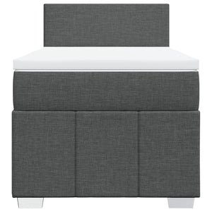 Κρεβάτι Boxspring με Στρώμα Σκούρο Γκρι 90x190 εκ. Υφασμάτινο - Pakobazaar