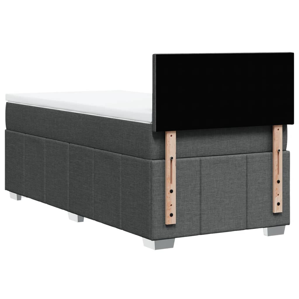 Κρεβάτι Boxspring με Στρώμα Σκούρο Γκρι 90x190 εκ. Υφασμάτινο - Pakobazaar