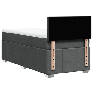 Κρεβάτι Boxspring με Στρώμα Σκούρο Γκρι 90x190 εκ. Υφασμάτινο - Pakobazaar