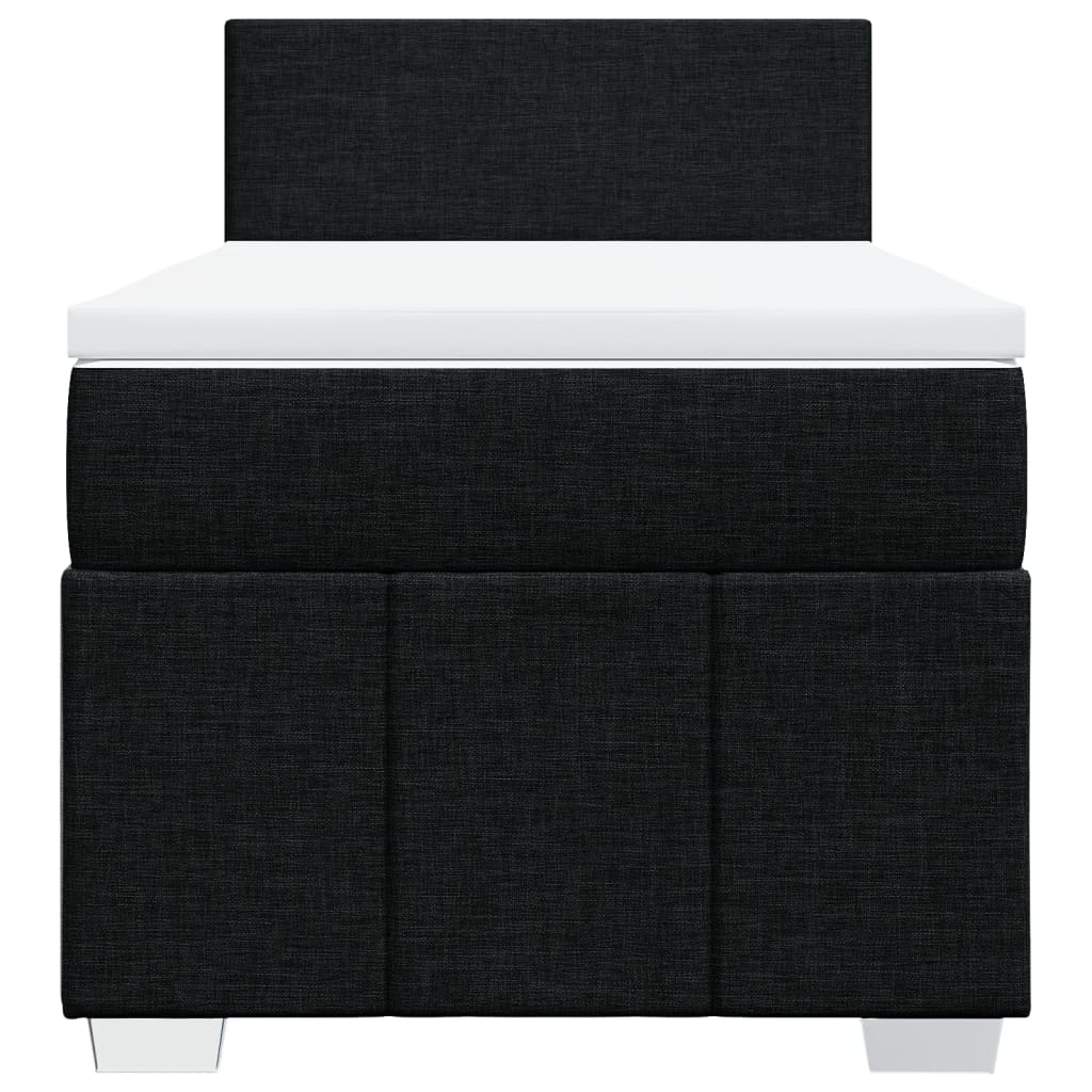 Κρεβάτι Boxspring με Στρώμα Μαύρο 90x190 εκ.Υφασμάτινο - Pakobazaar