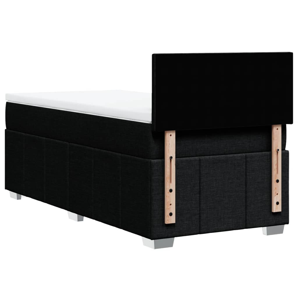Κρεβάτι Boxspring με Στρώμα Μαύρο 90x190 εκ.Υφασμάτινο - Pakobazaar