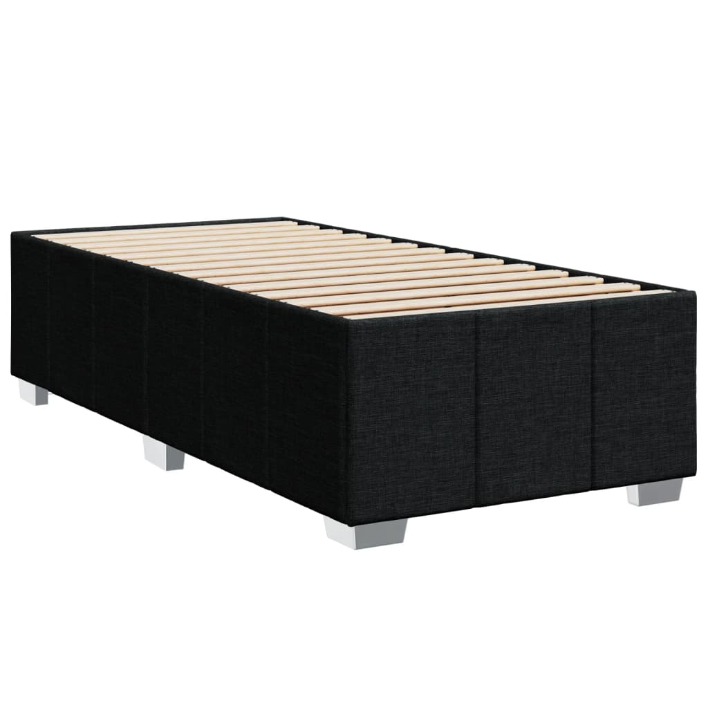 Κρεβάτι Boxspring με Στρώμα Μαύρο 90x190 εκ.Υφασμάτινο - Pakobazaar