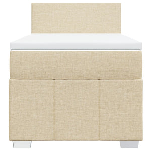 Κρεβάτι Boxspring με Στρώμα Κρεμ 90x190 εκ.Υφασμάτινο - Pakobazaar