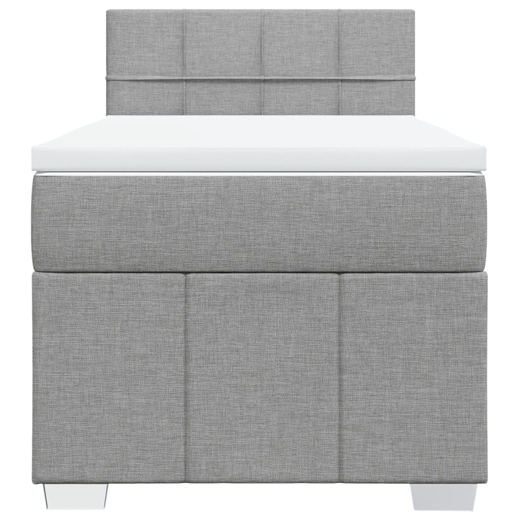 Κρεβάτι Boxspring με Στρώμα Ανοιχτό Γκρι 90x190 εκ. Υφασμάτινο - Pakobazaar