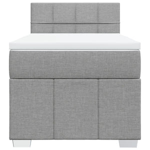 Κρεβάτι Boxspring με Στρώμα Ανοιχτό Γκρι 90x190 εκ. Υφασμάτινο - Pakobazaar