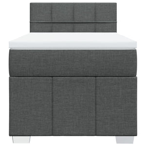 Κρεβάτι Boxspring με Στρώμα Σκούρο Γκρι 90x190 εκ. Υφασμάτινο - Pakobazaar