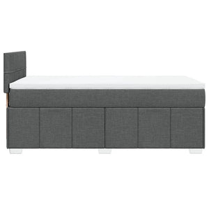 Κρεβάτι Boxspring με Στρώμα Σκούρο Γκρι 90x190 εκ. Υφασμάτινο - Pakobazaar