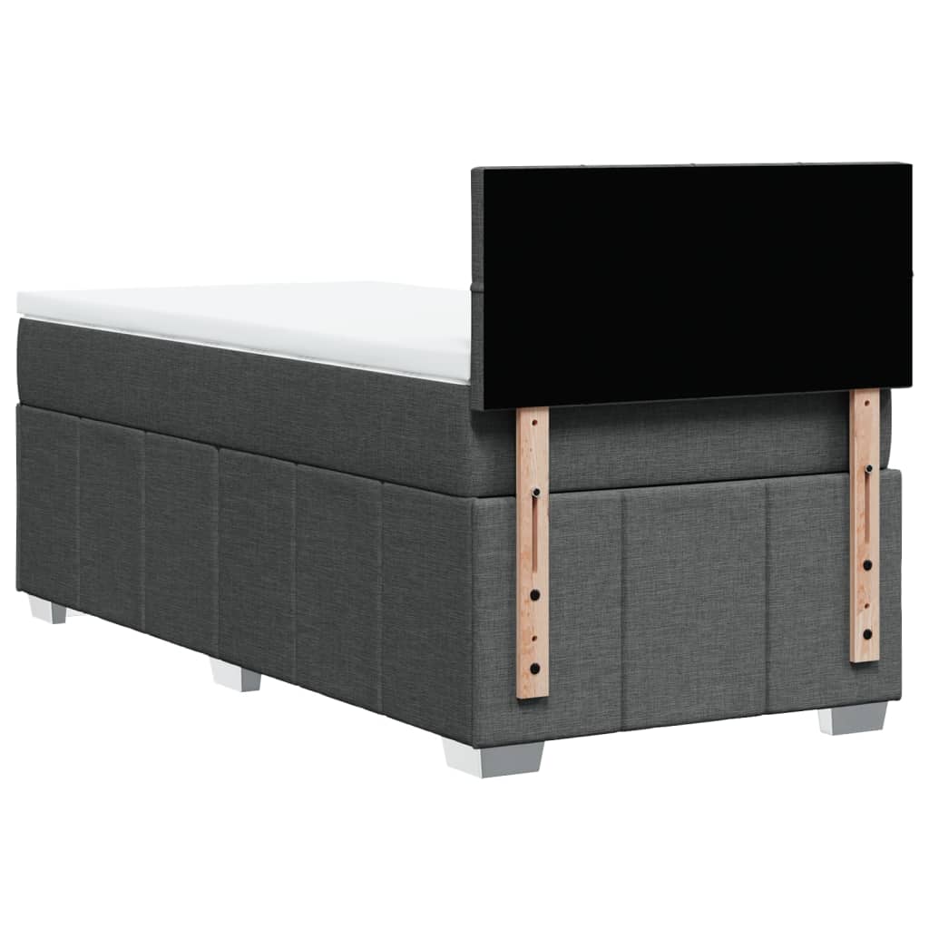 Κρεβάτι Boxspring με Στρώμα Σκούρο Γκρι 90x190 εκ. Υφασμάτινο - Pakobazaar