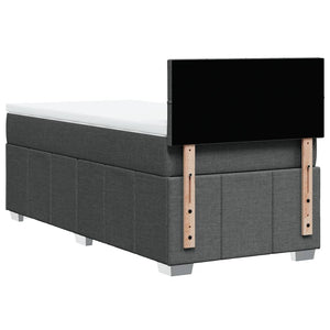 Κρεβάτι Boxspring με Στρώμα Σκούρο Γκρι 90x190 εκ. Υφασμάτινο - Pakobazaar