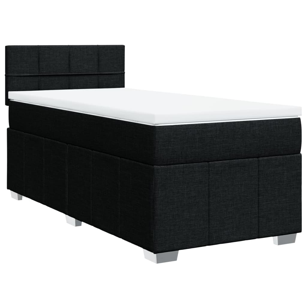 Κρεβάτι Boxspring με Στρώμα Μαύρο 90x190 εκ.Υφασμάτινο - Pakobazaar