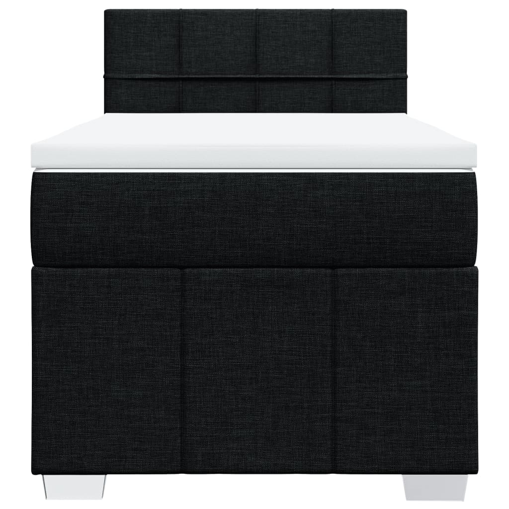 Κρεβάτι Boxspring με Στρώμα Μαύρο 90x190 εκ.Υφασμάτινο - Pakobazaar