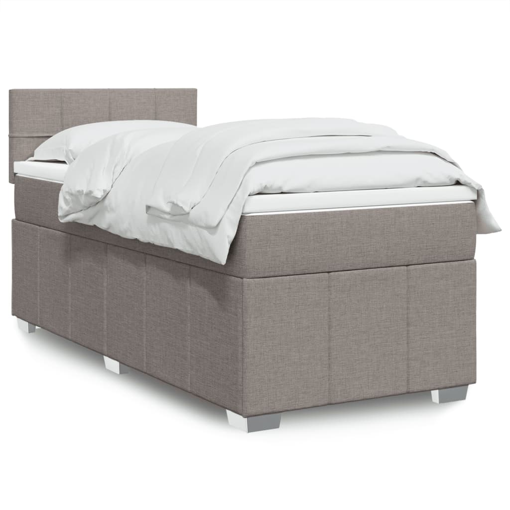Κρεβάτι Boxspring με Στρώμα Taupe 90x190 εκ.Υφασμάτινο - Pakobazaar