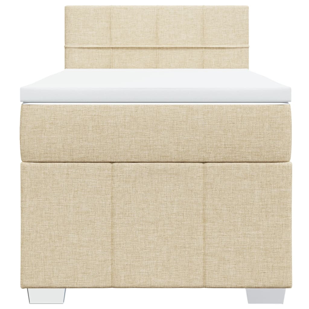 Κρεβάτι Boxspring με Στρώμα Κρεμ 90x190 εκ.Υφασμάτινο - Pakobazaar