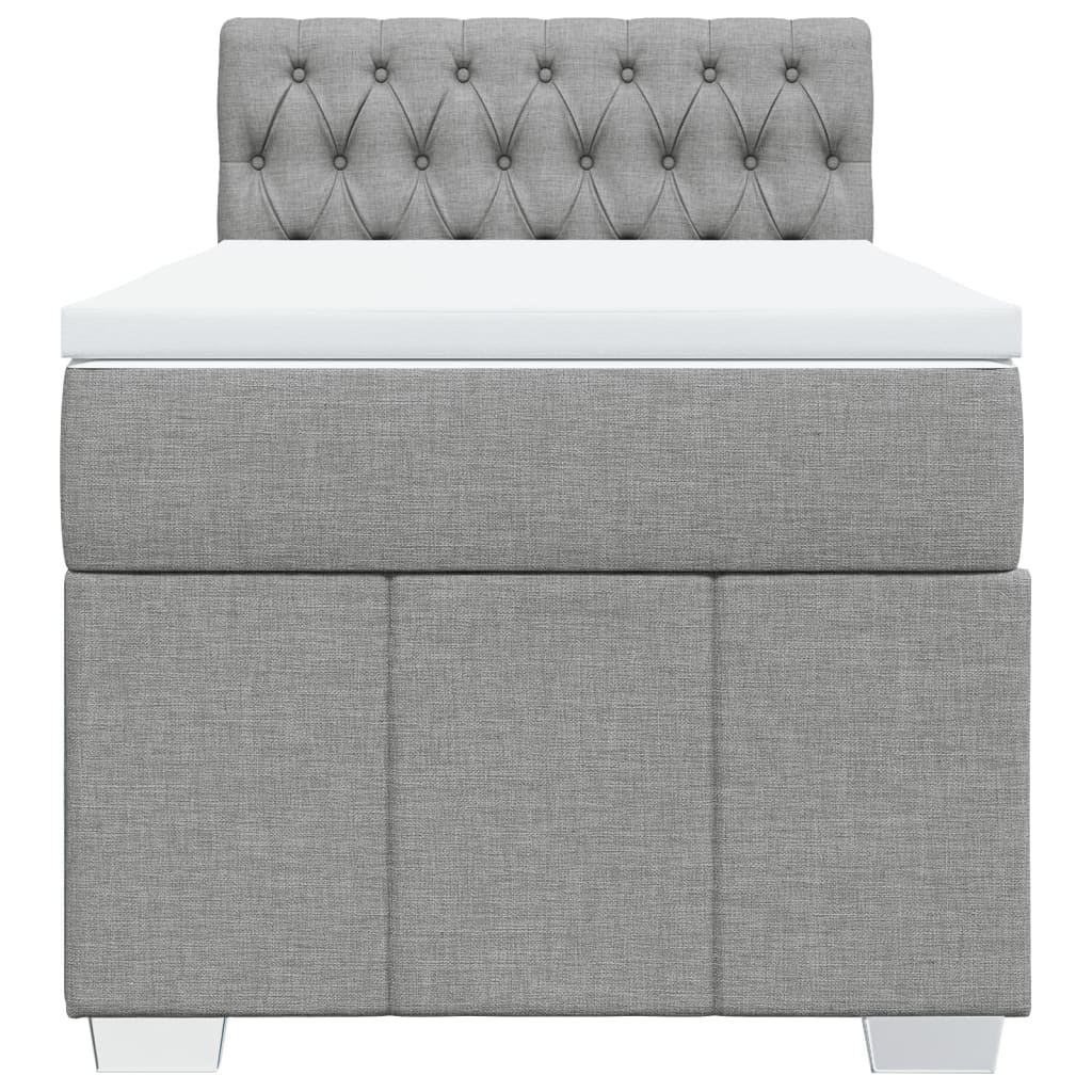 Κρεβάτι Boxspring με Στρώμα Ανοιχτό Γκρι 90x190 εκ. Υφασμάτινο - Pakobazaar